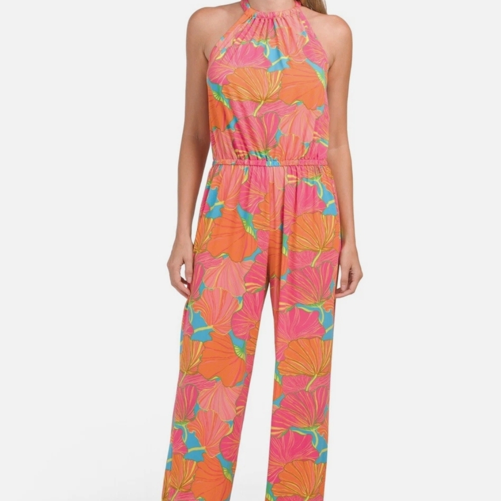 NWTs Vibrant Trina TURK Floral Halter Jumpsuit